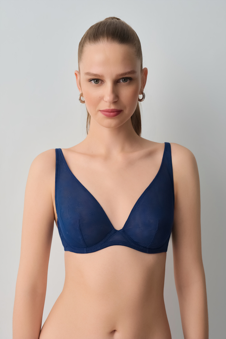 Navy Campus Wire Bra