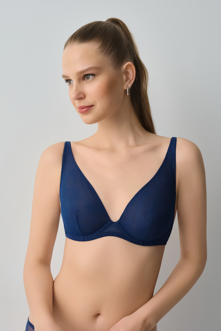 Navy Campus Wire Bra
