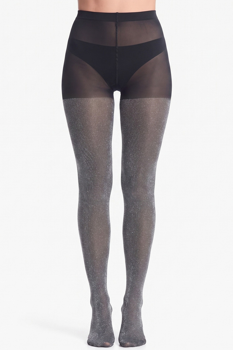 Gri Glitter Rib 40 Den Külotlu Çorap