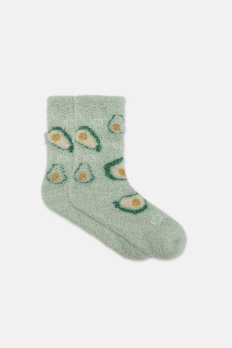 Yeşil Fluffy Avocado Soket Çorap