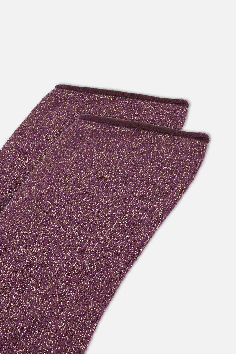 Bordo Glam Simli Soket Çorap