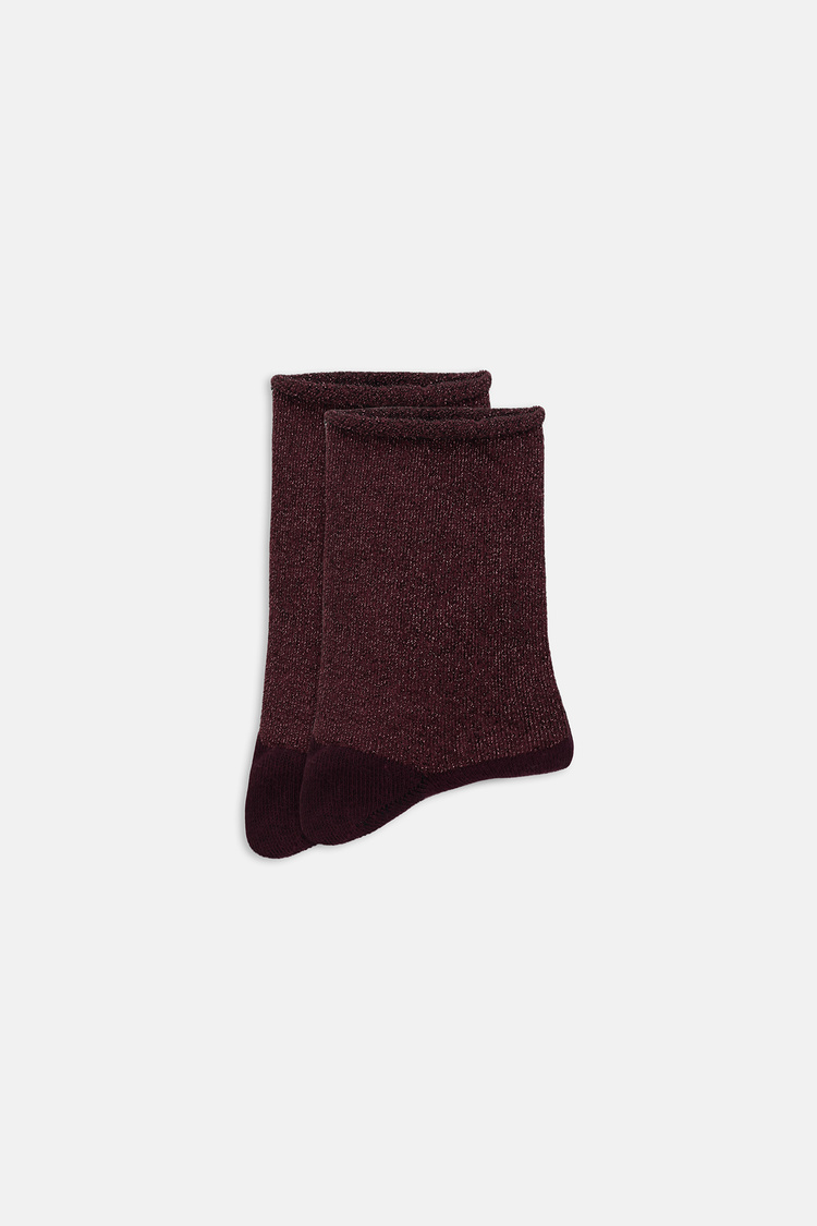 Bordo Glittery Soket Çorap