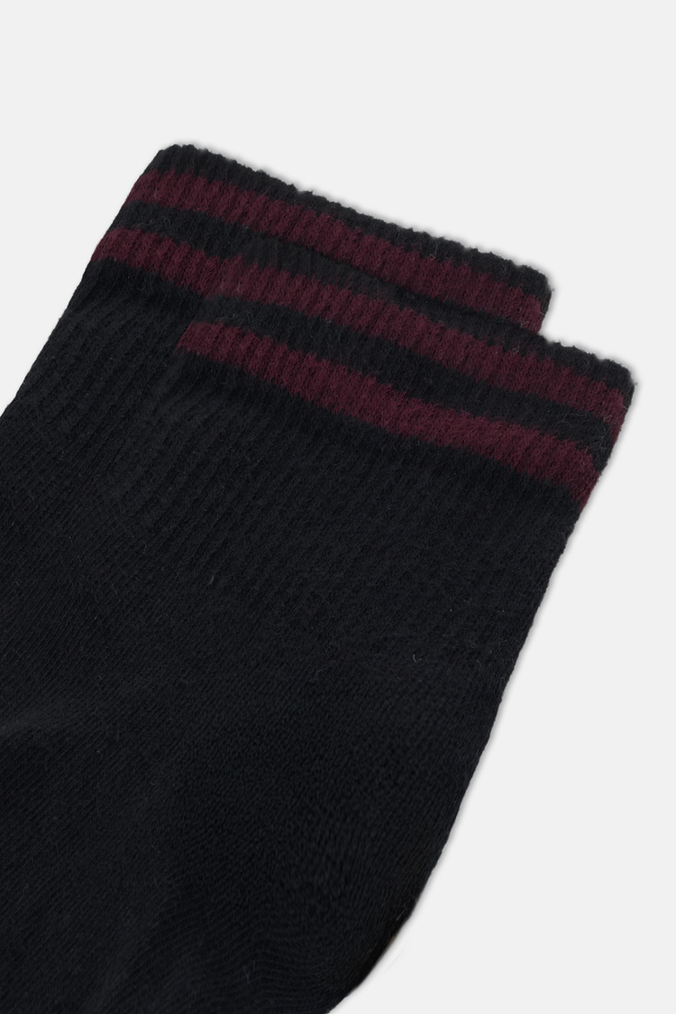 Siyah Sporty Midi Soket Çorap