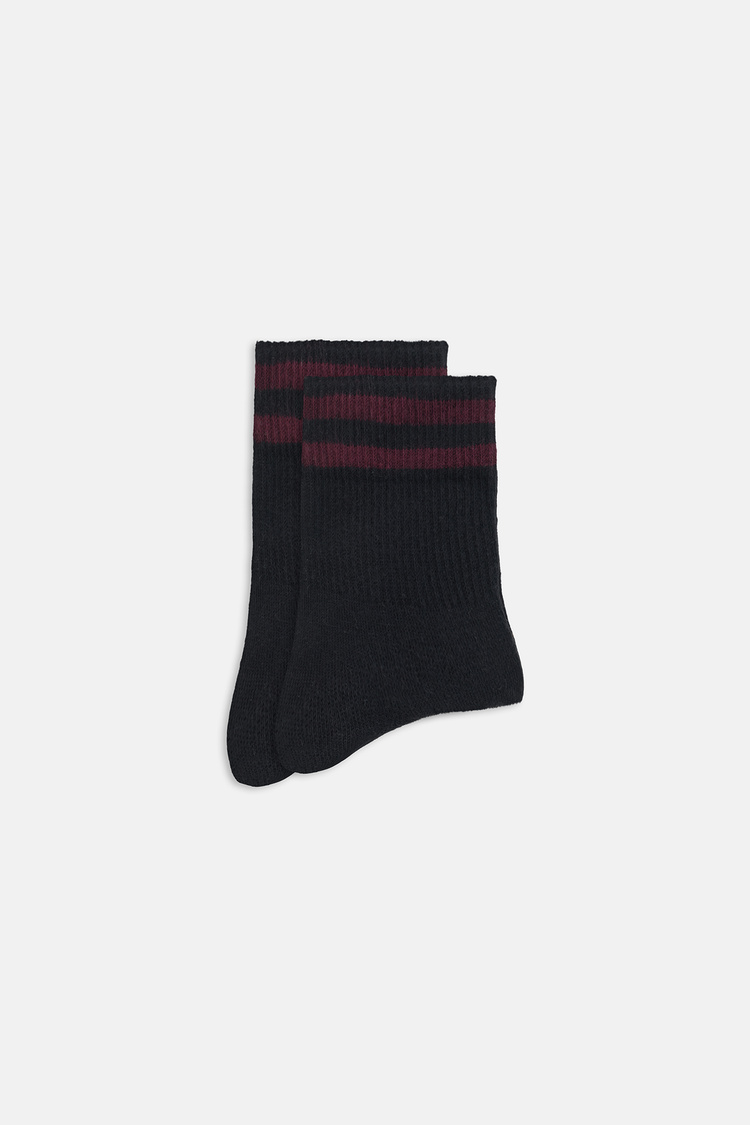 Siyah Sporty Midi Soket Çorap
