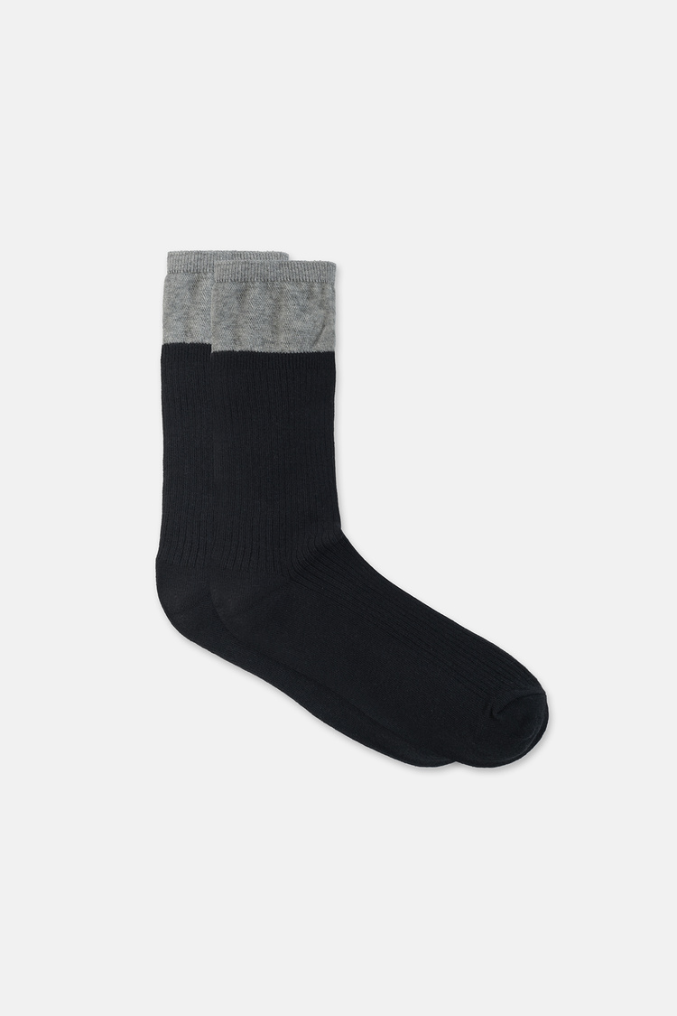 Siyah Double Cuff Soket Çorap