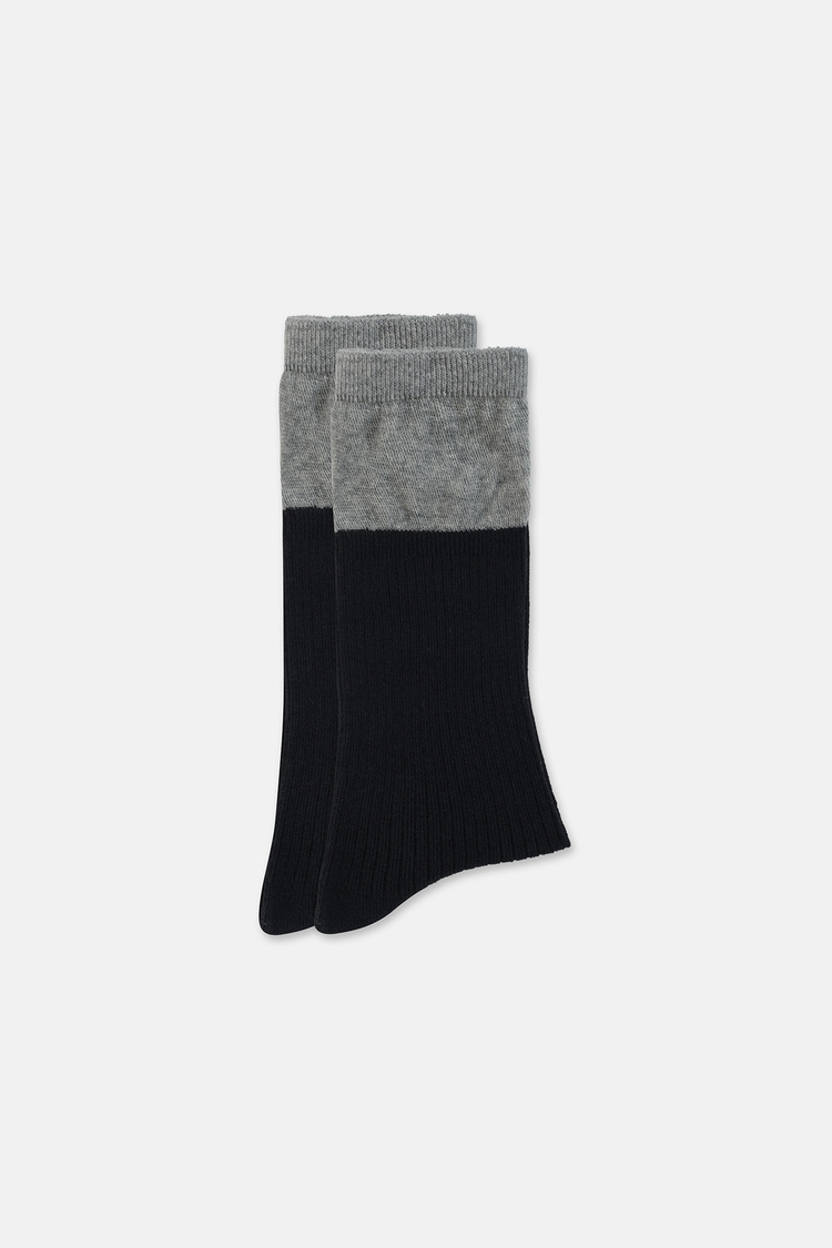 Siyah Double Cuff Soket Çorap