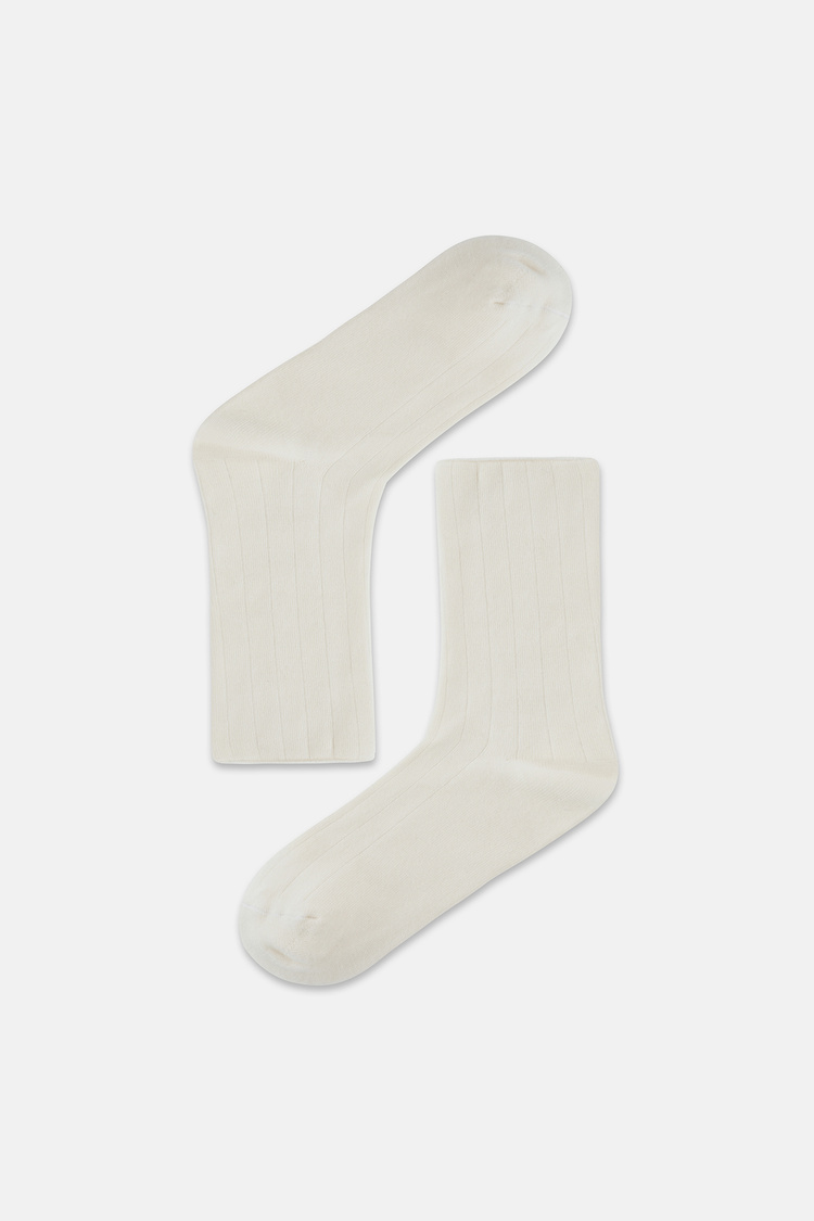 Ekru Bamboo Soket Çorap