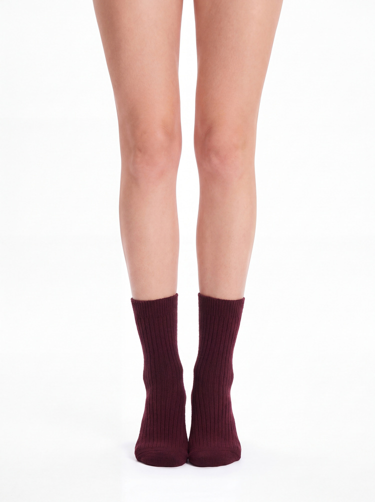 Bordo Softly Akrilik Soket Çorap