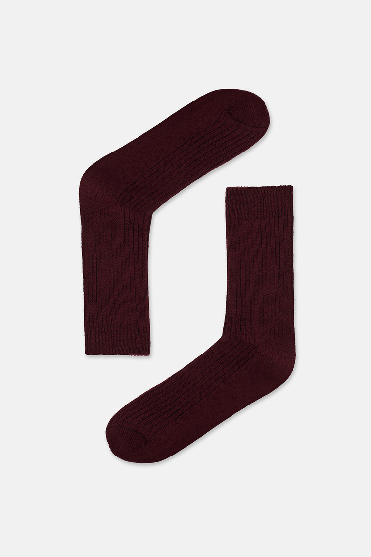 Bordo Softly Akrilik Soket Çorap