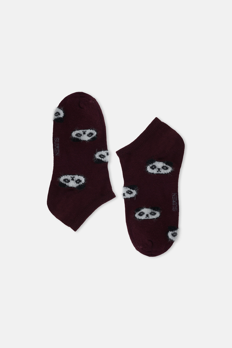 Burgundy Panda Socks