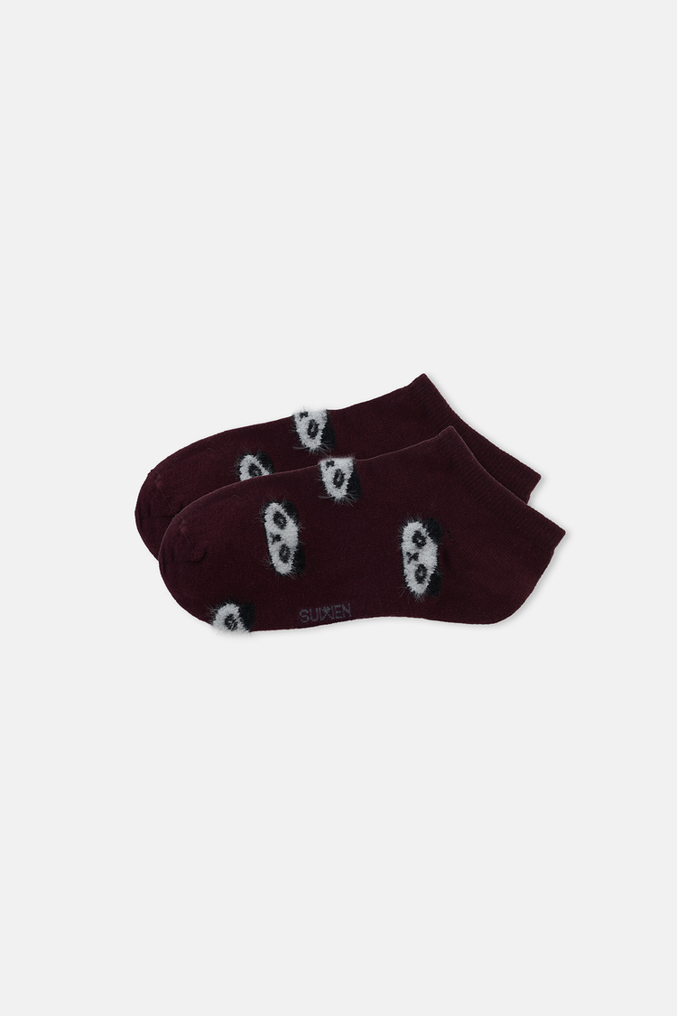 Burgundy Panda Socks