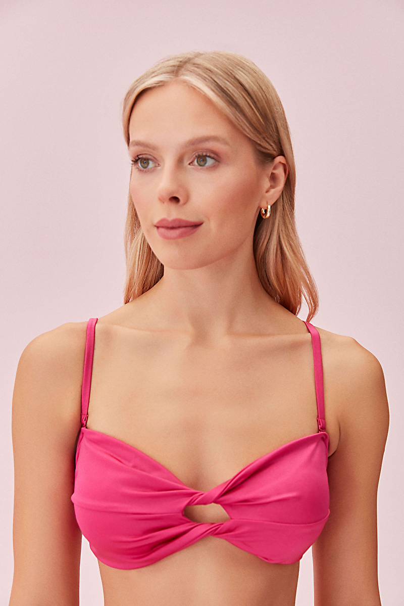 Begonvil Begonvile Burgulu Straplez Bikini Üst