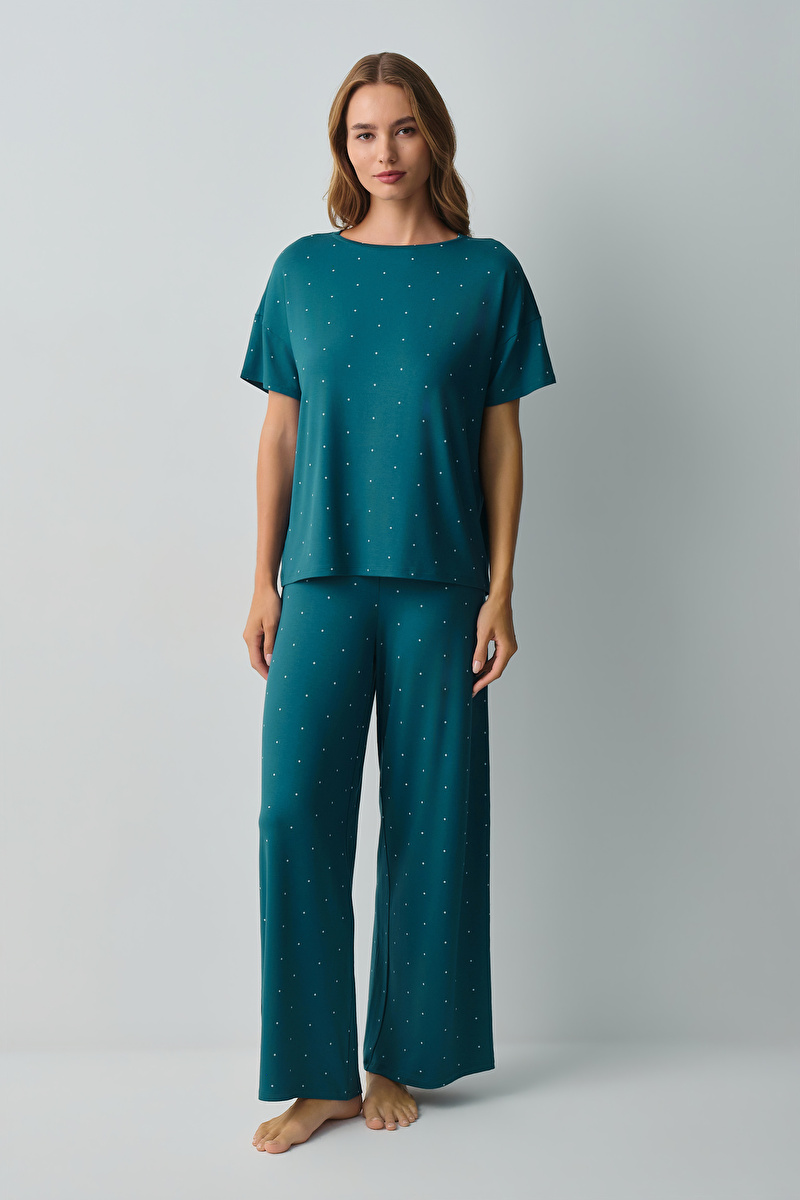Petrol Mavisi Bliss Pijama Takımı