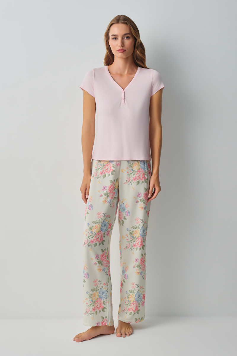 Çiçek Desenli Fleur Pijama Takımı