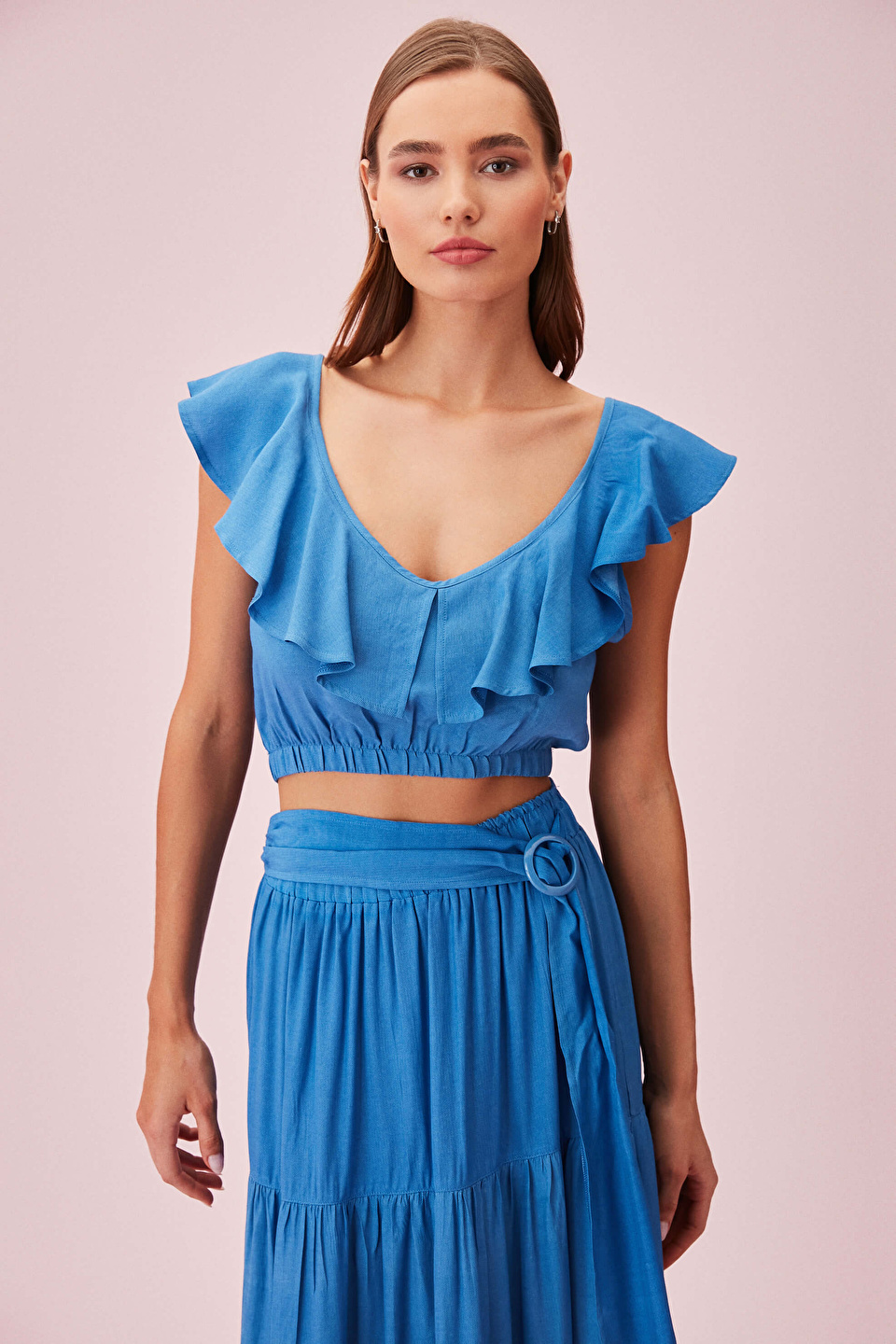 邦楽 EVISBEATS PEOPLE SUKISHA Blumio Jambo La Denim Görünümlü Shakira Crop Top | SUWEN