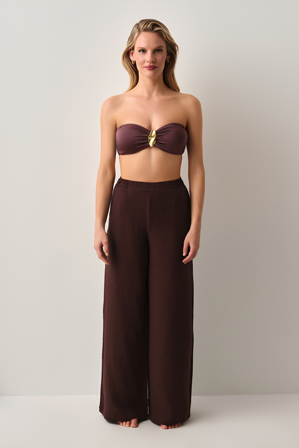Kahverengi Jasmine Plaj Pantolonu | SUWEN