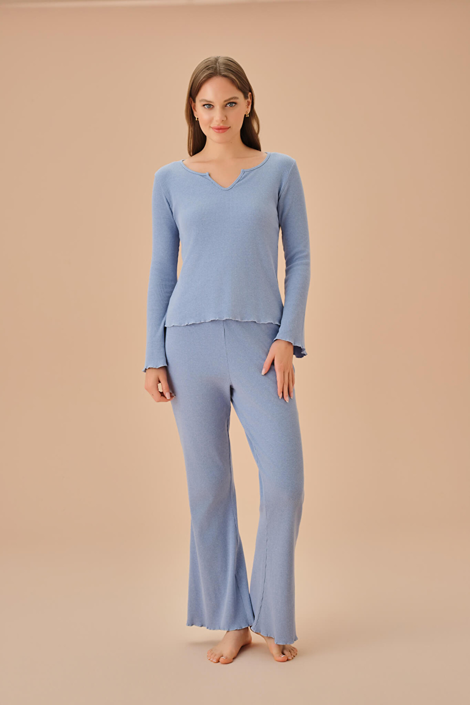 Blue Melange Dora Pyjamas Set | SUWEN